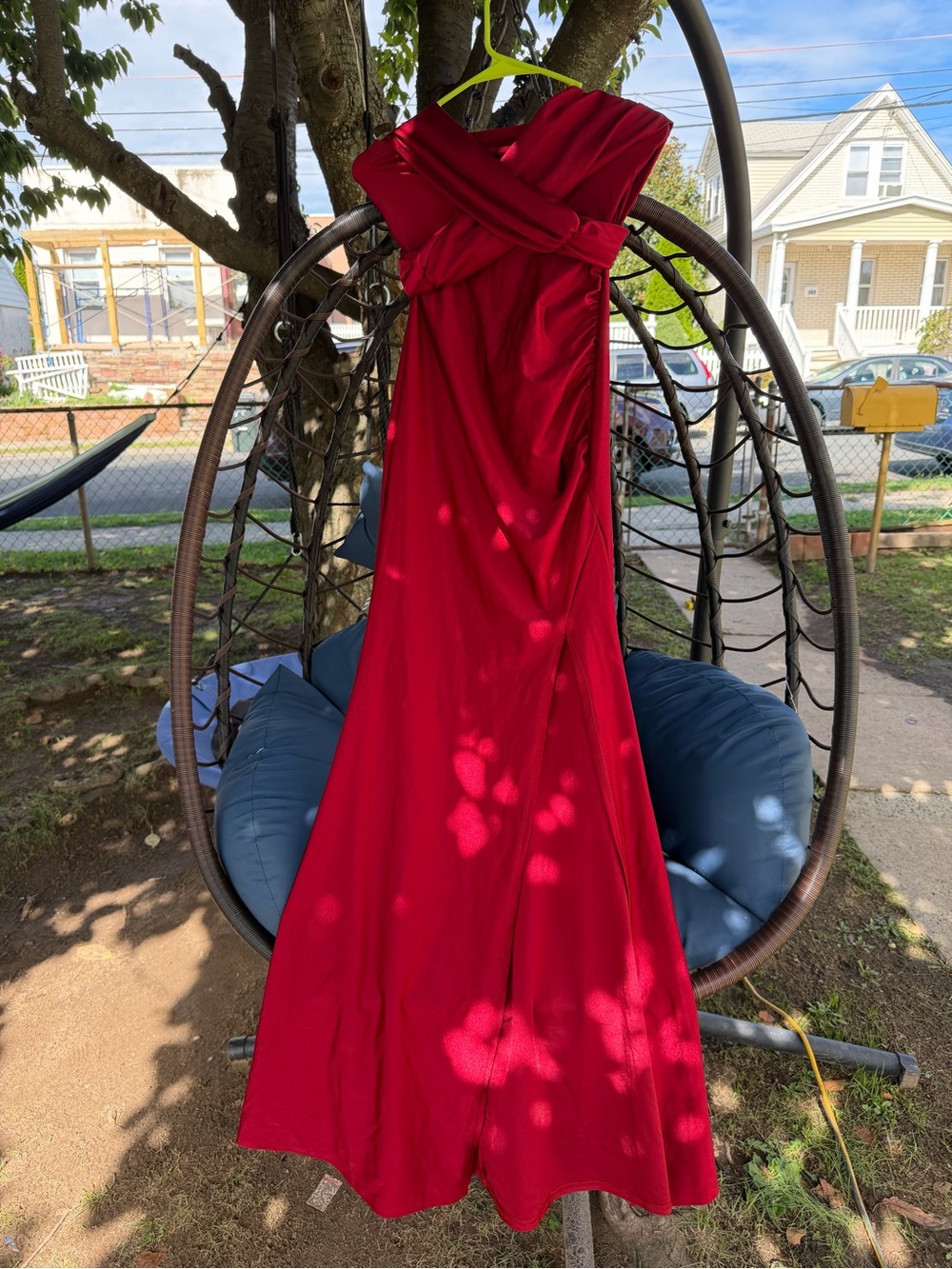 Fashion Nova Red One-Shoulder Cross-Front Evening Gown